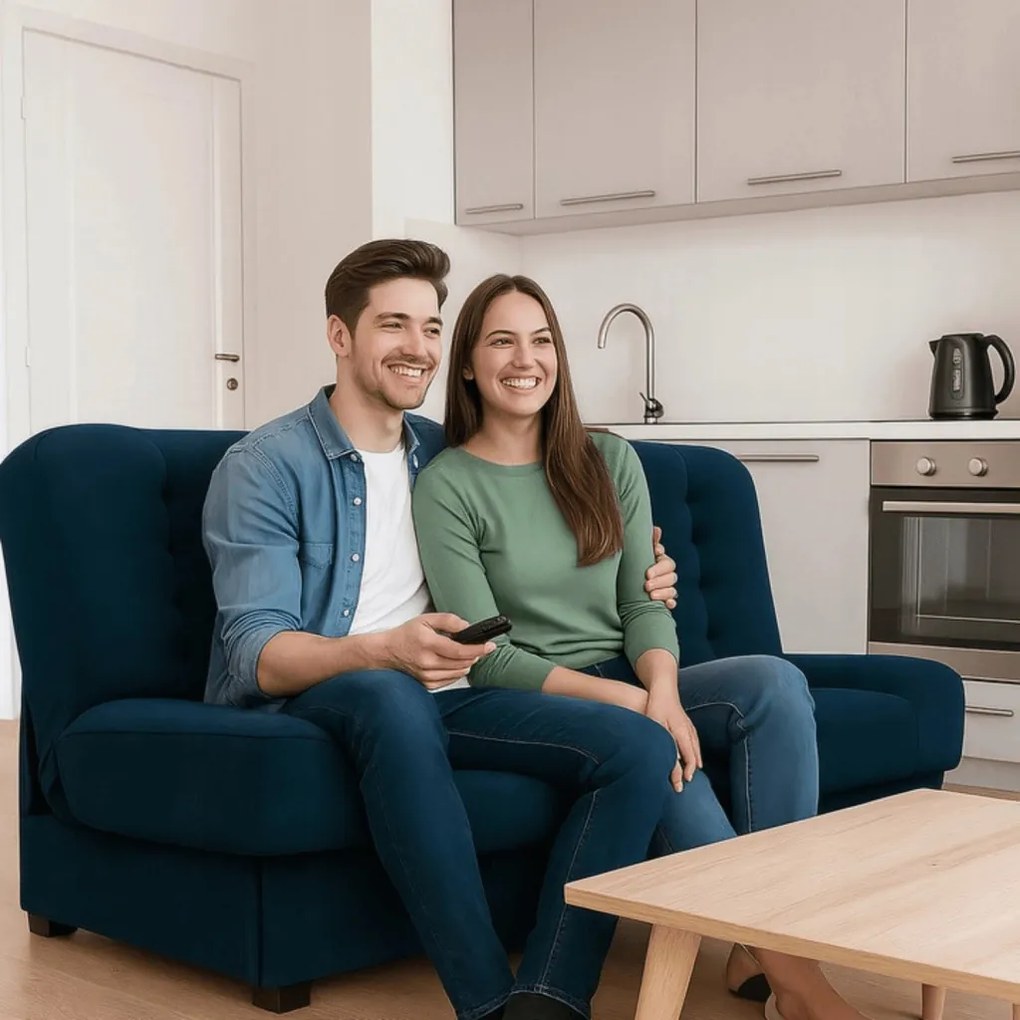 PIANO 2 darabos kétszemélyes kanapé szett, sötétkék