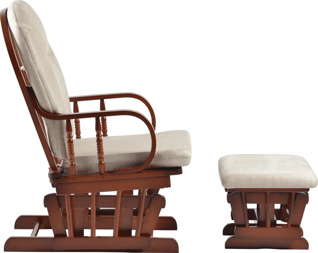 Hintaszék lábtartóval, dió/bézs, TALMAN