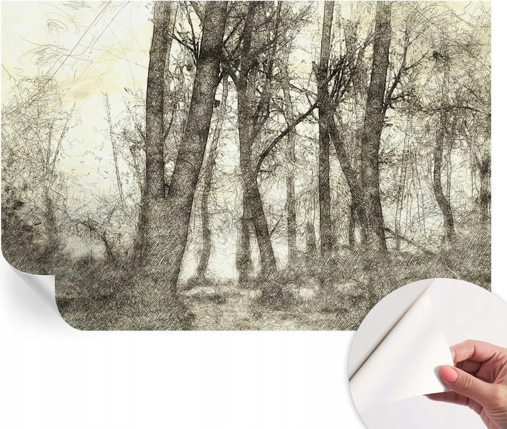 Öntapadós tapéta Divatos 3D fali ragasztóval Erdei melankólia 104x70 cm