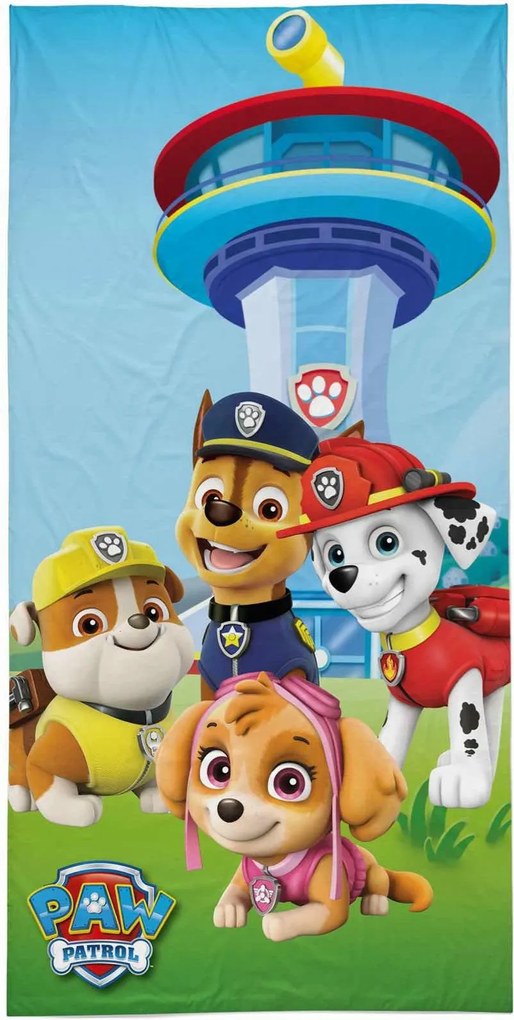 Gyerek törölköző 70x140 Mancs Őrjárat kék zöld többszínű