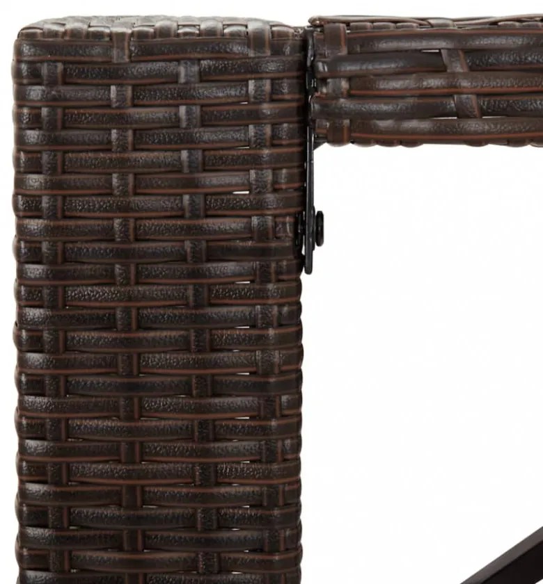 barna polyrattan kerti asztal üveglappal 105 x 80 x 110 cm