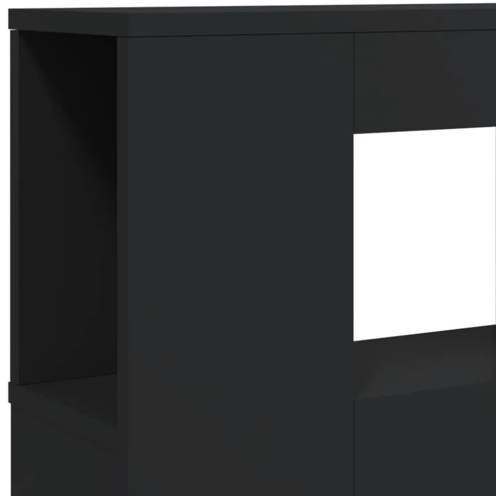 fekete szerelt fa LED-es fejtámla 120x18,5x103,5 cm