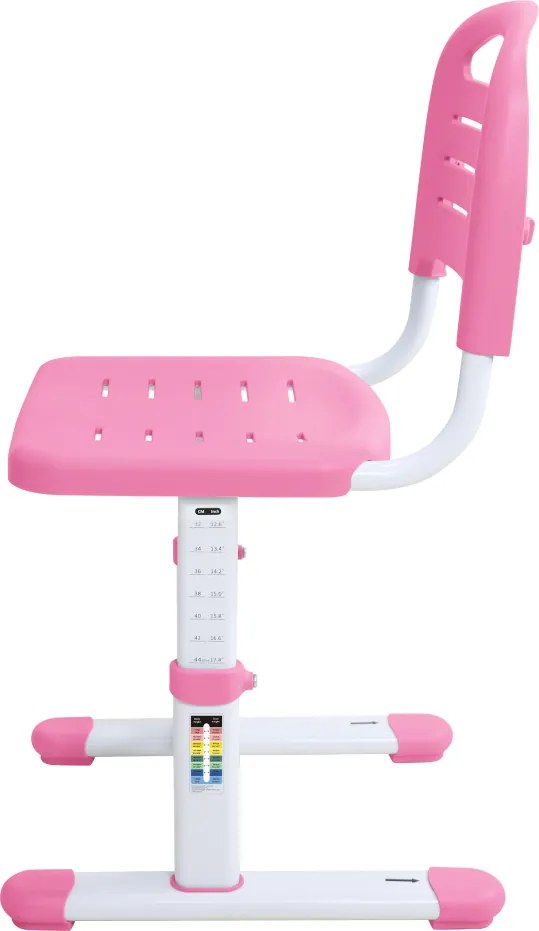 Növekvő íróasztal és szék, rózsaszín/fehér, set ZION