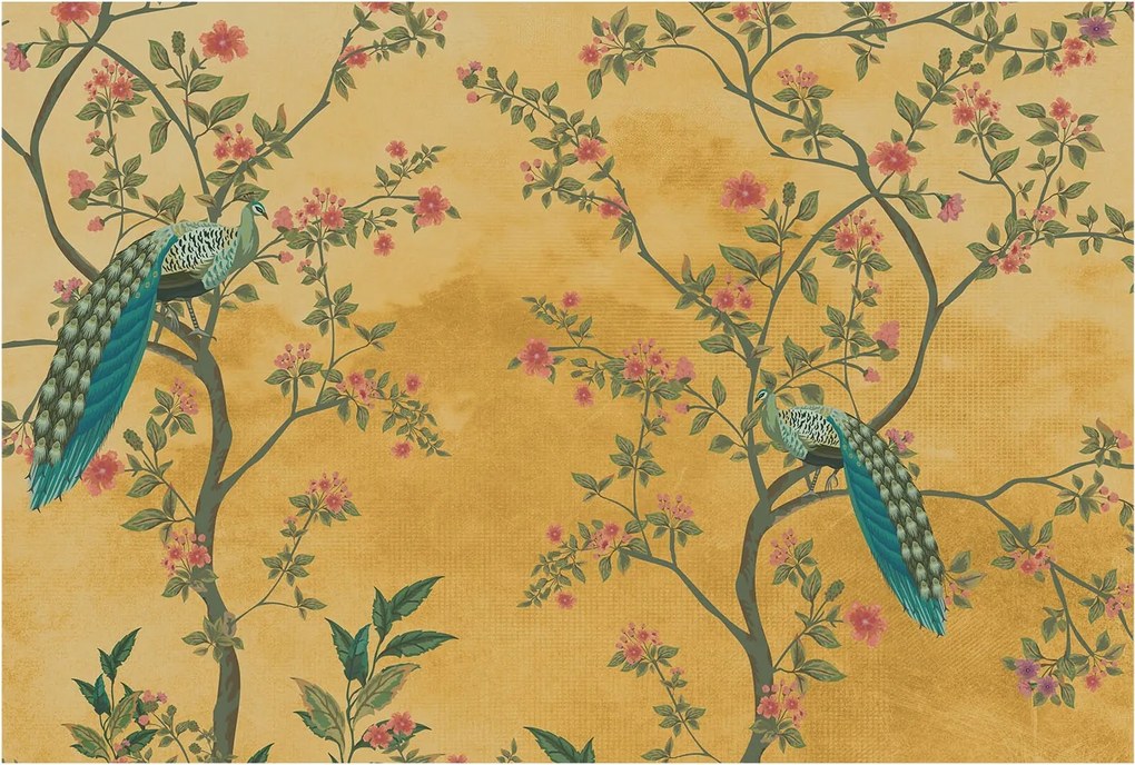 Fotótapéta Flizelina Nappali és Hálószoba Páva fák 104x70 Ragasztó