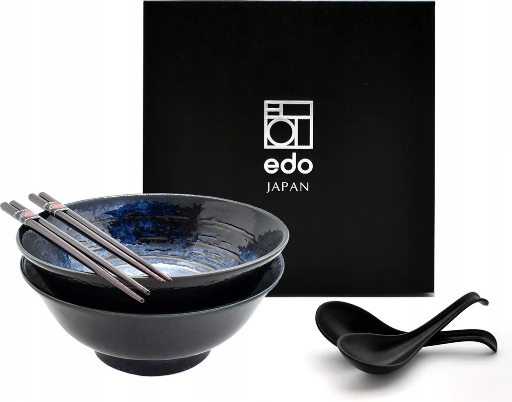 2 db-os tál szett kanállal és pálcikákkal Ramen Uzu 22 cm 1100 ml