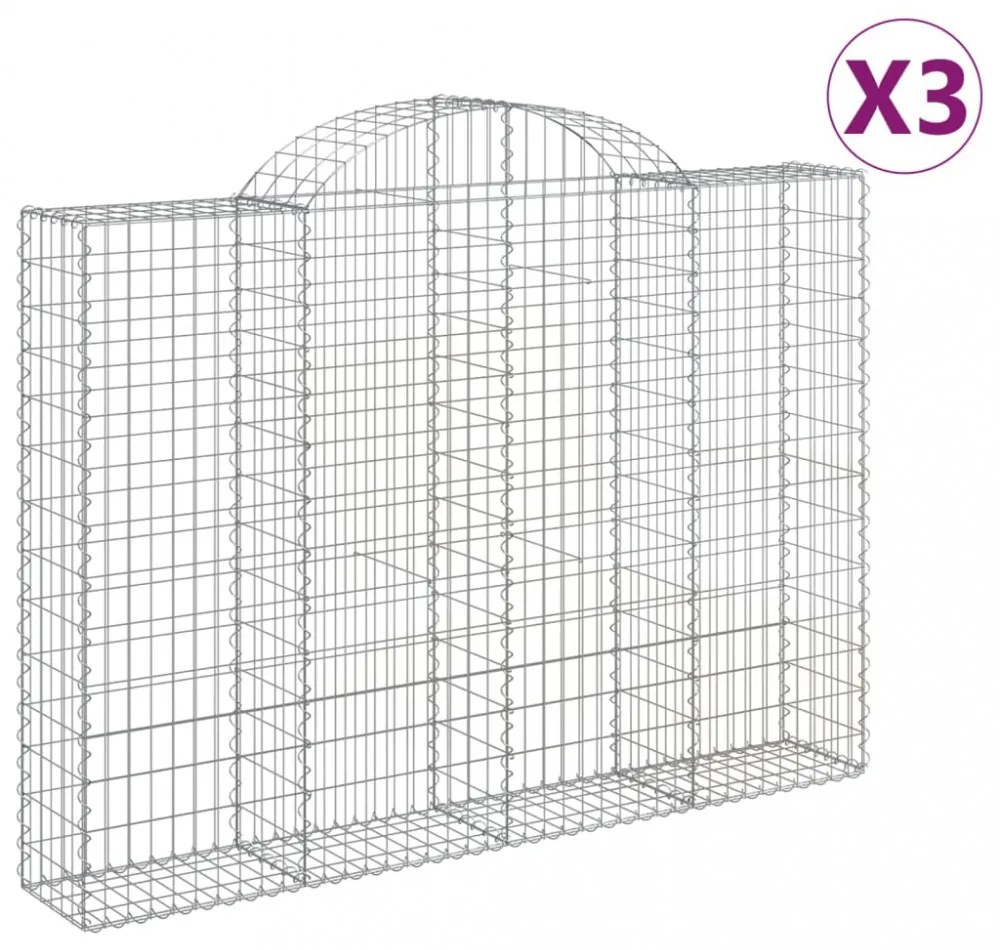 vidaXL 3 db íves horganyzott vas gabion kosár 200x30x140/160 cm