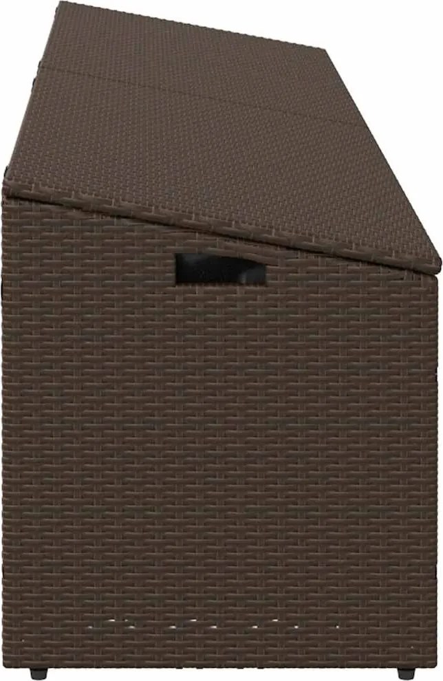 Barna Polyrattan Kerti Tárolóláda 220X50X58 Cm