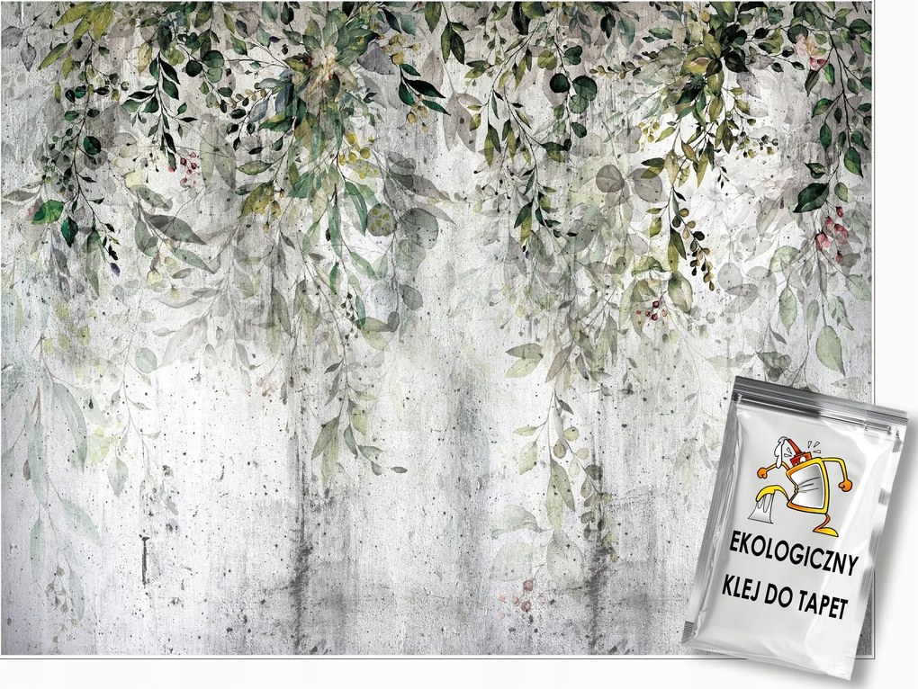 Fotótapéta Levelek Zöld Természet Beton Hálószoba Nappali Tapéta 350x250