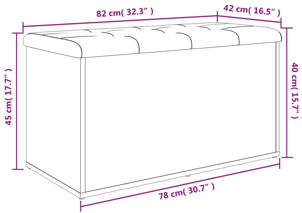 szürke sonoma színű szerelt fa tárolópad 82 x 42 x 45 cm