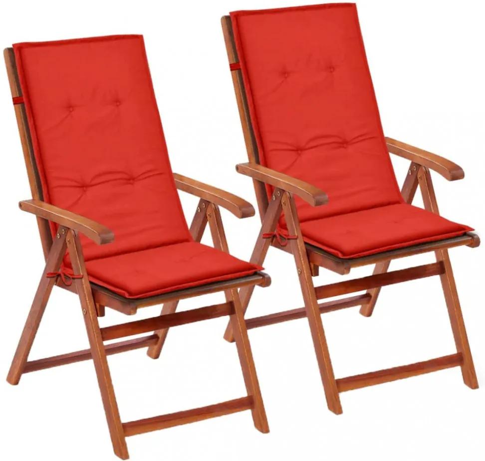2 db piros párna kerti székhez 120 x 50 x 3 cm