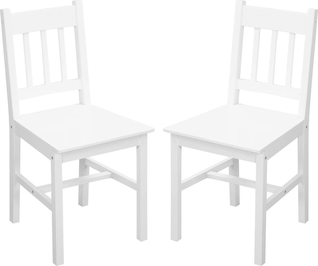 HOMCOM 2 darabos étkezőszék készlet háttámlával, konyhai szék, nappali szék, tömör fából készült étkezőszékek étkezőasztalhoz, fehér | Aosom