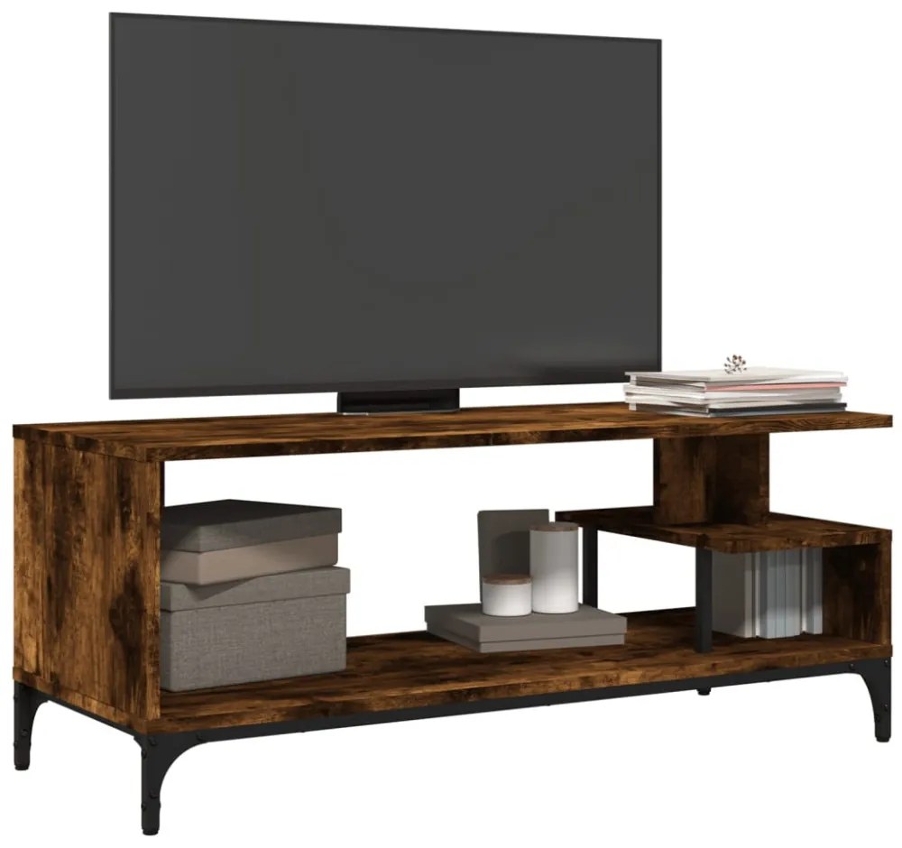 füstös tölgy szerelt fa/porszórt acél TV-szekrény 102x40x41 cm