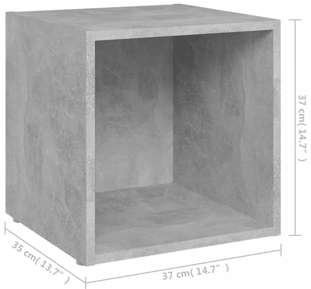 2 db betonszürke szerelt fa TV-szekrény 37 x 35 x 37 cm