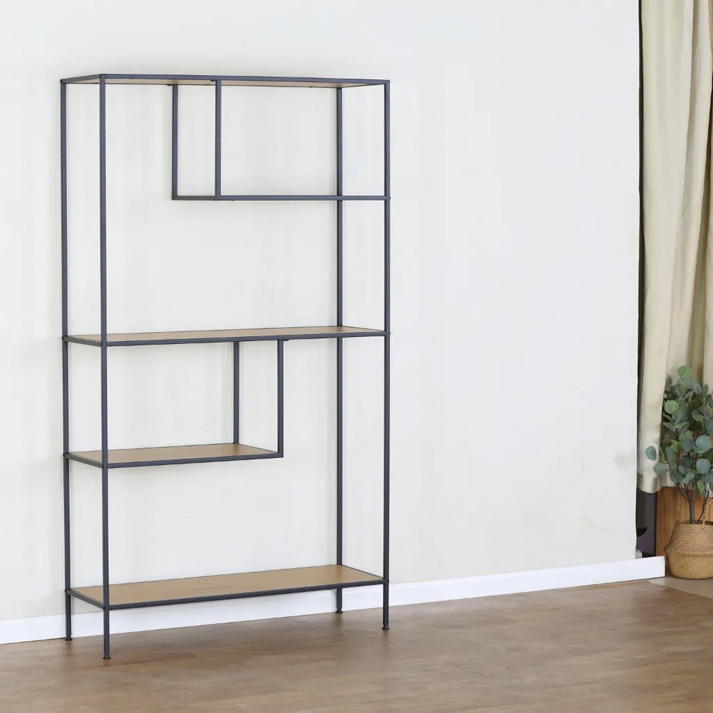 KÉSZLETKISÖPRÉS! Intenso Home 5 szintes könyvespolc 100 x 180cm (Aranytölgy) | Univerzális tároló állvány fém lábakkal