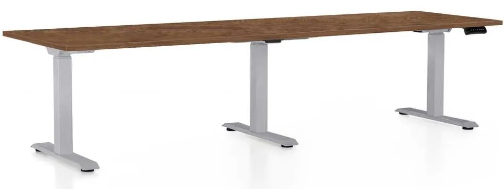 OfficeTech Long állítható magasságú asztal, 260 x 80 cm, szürke alap, silverjack tölgy