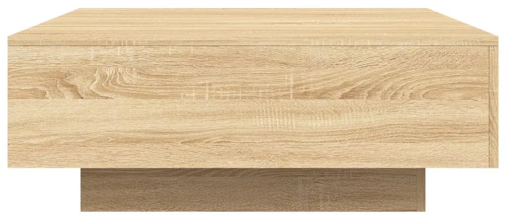 sonoma tölgy színű dohányzóasztal LED-lámpákkal 80 x 80 x 31 cm
