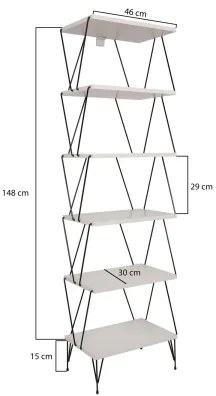 Könyvespolc BALABAN 165x48 cm fehér/fekete