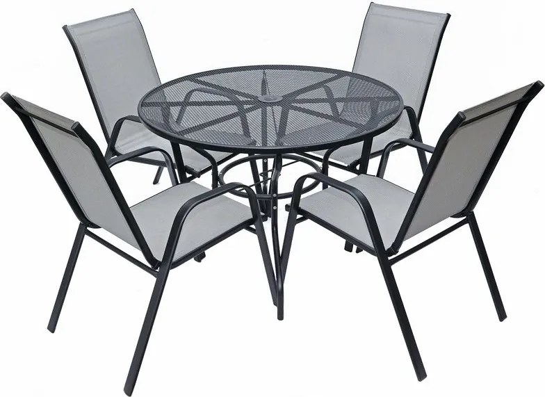 ROJAPLAST Kerti fém asztal lyukkal a napernyő számára