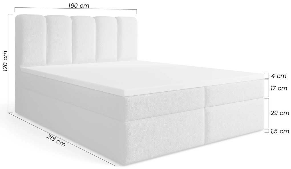 Tenor kontinentális ágy 160x200 tárolóval - bézs bouclé Quelle 05