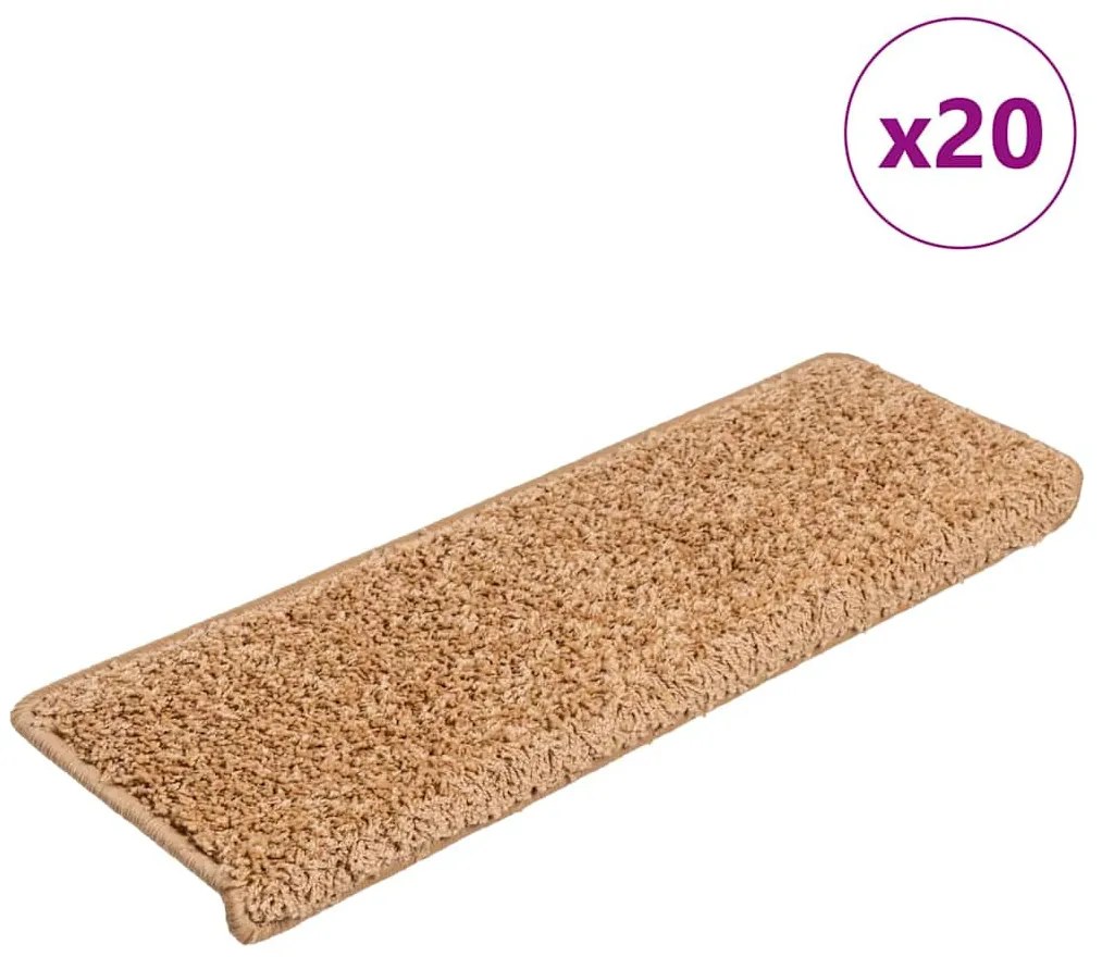 20 db lépcsőszőnyeg, 65 x 21 x 4 cm, bézs, téglalap alakú széllel