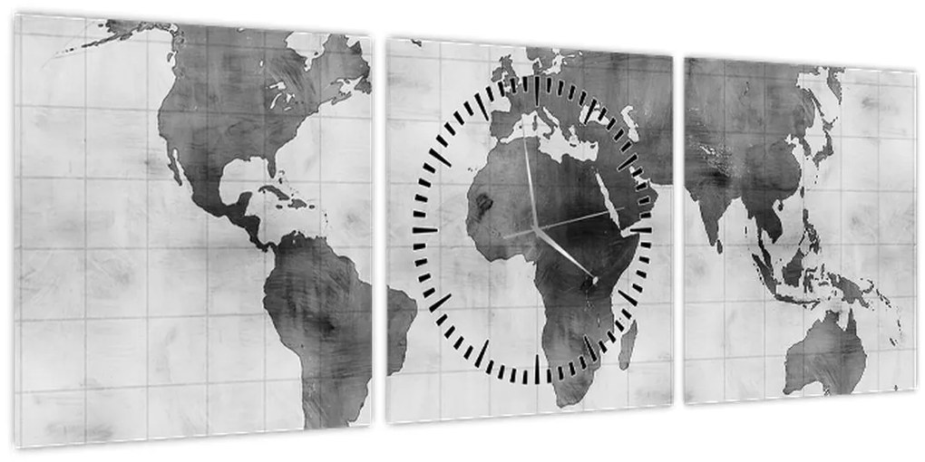 Kép – Világtérkép 2 (órával) (90x30 cm)