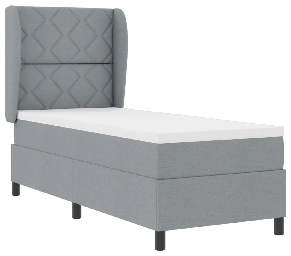 Boxspring Ágy Mattal Világosszürkében, 80x200 cm, Szövet