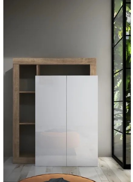 LENOR szekrény, fehér/világos tölgy