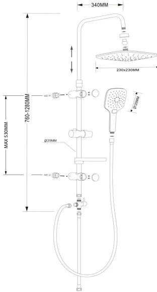 Aqualine - KERA zuhanyszett, fényes króm