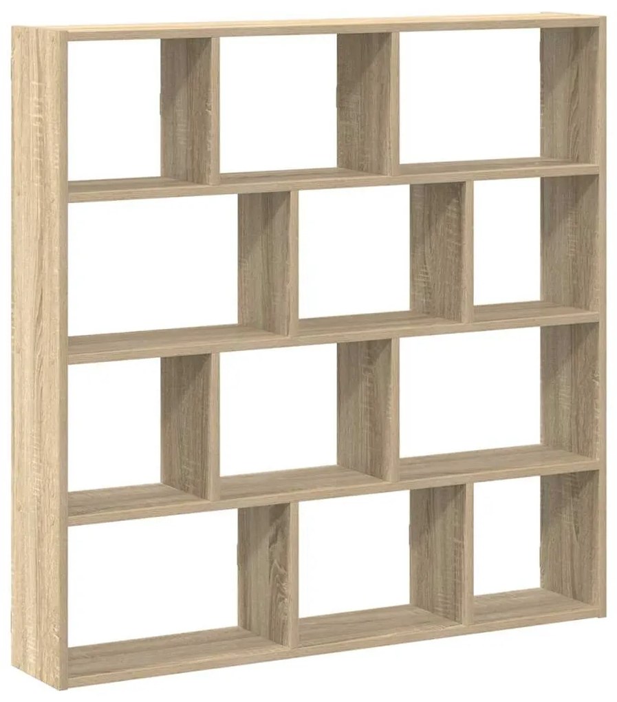 sonoma tölgyszínű szerelt fa fali kockapolc 12 rekeszes színű