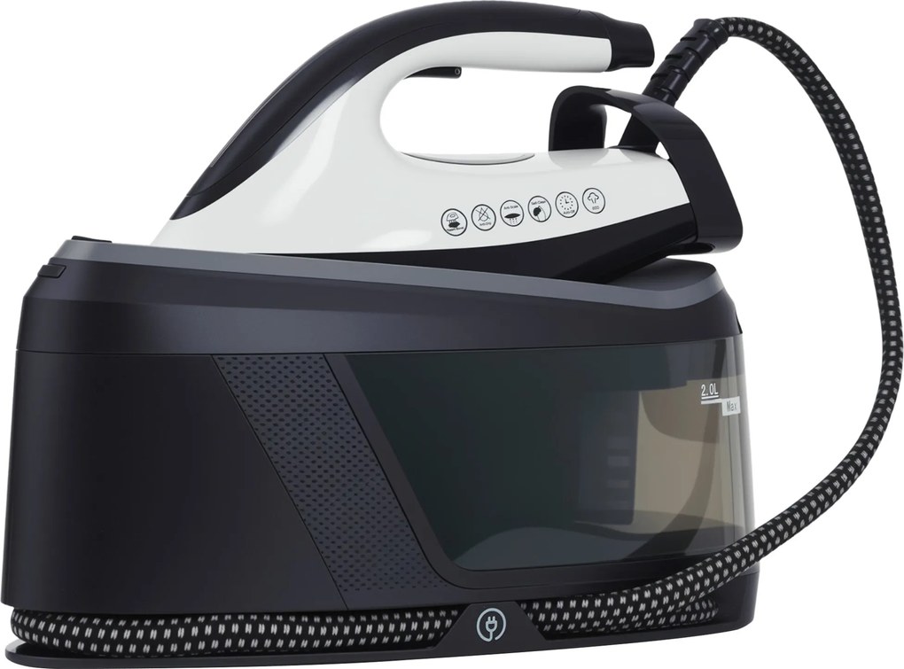 HOMCOM 2800W Vasalóközpont 100 g/perc 8 Bar ECO Funkció Dupla Rétegű Kerámia Talp Erőteljes Függőleges Vasalás Automatikus Kikapcsolás Vízkőmentesítés