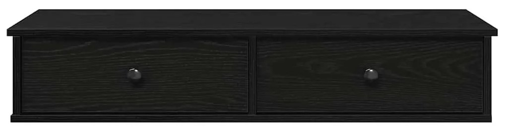 fekete szerelt fa falipolc fiókokkal 100 x 37,5 x 19 cm