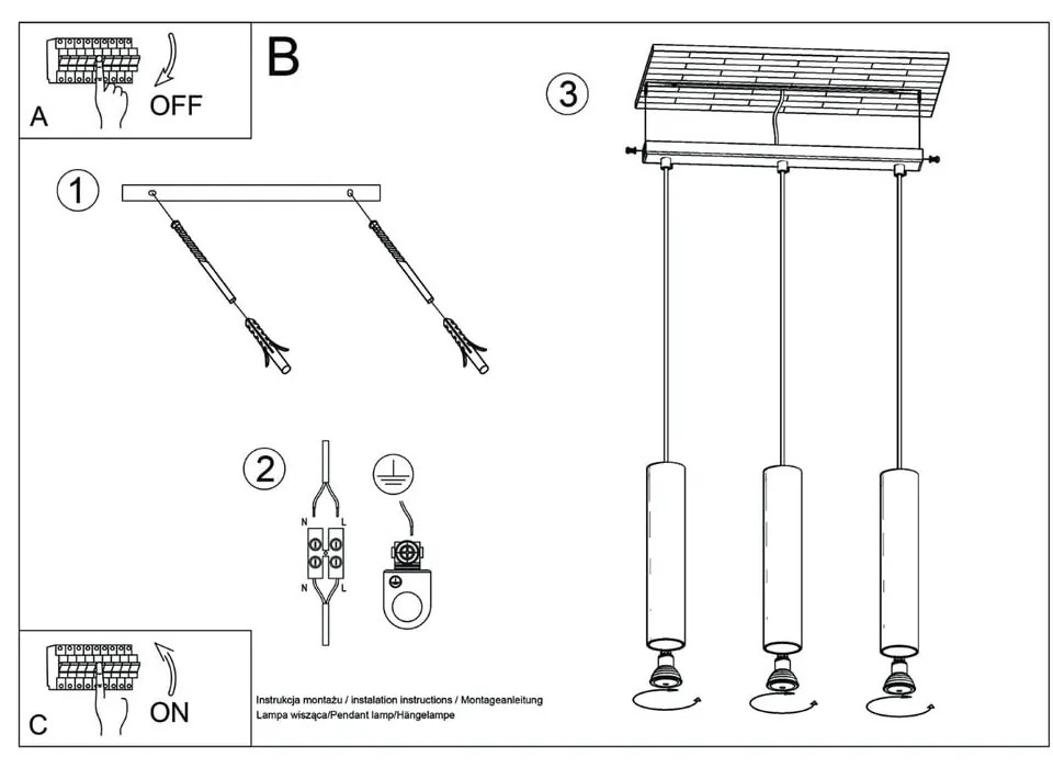 Krémszínű függőlámpa Castro – Sollux