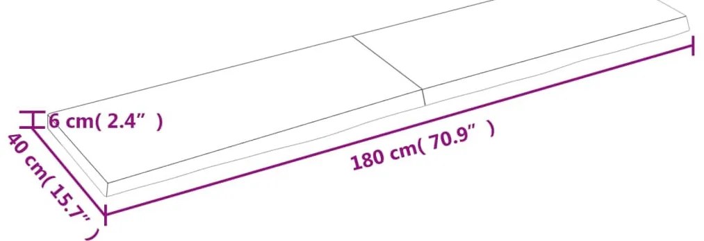 sötétbarna kezelt tömör tölgyfa asztallap 180x40x(2-6) cm