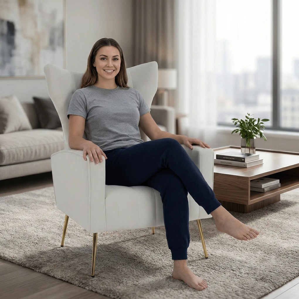 Relaxfotel, bézs Velvet szövet, BARET