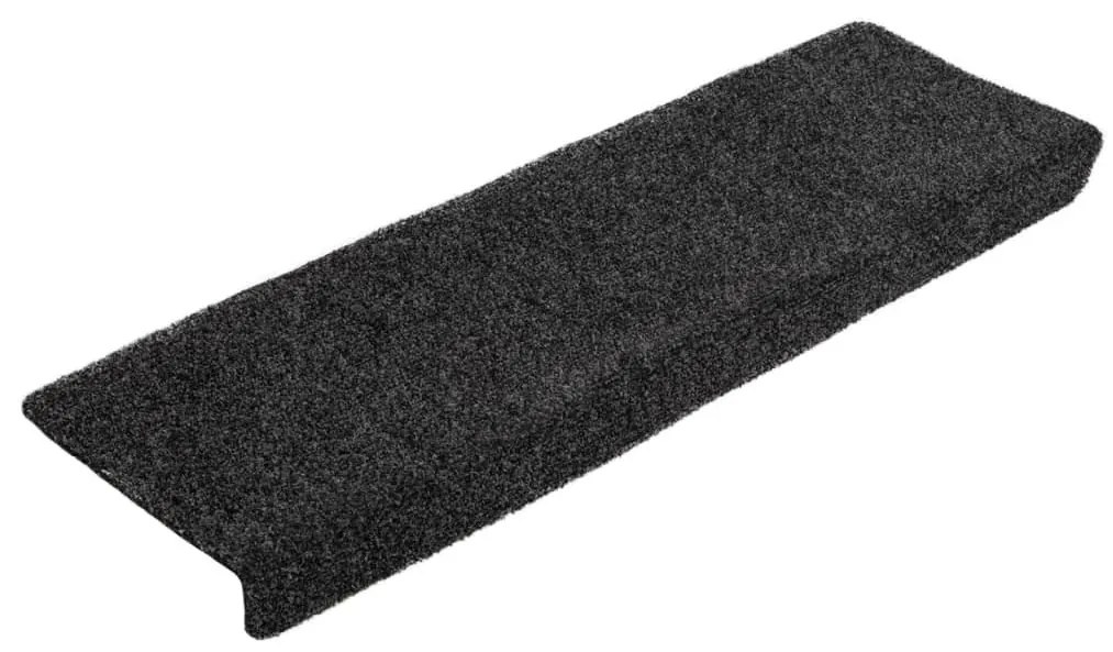 5 db fekete tűlyukasztott lépcsőszőnyeg 65x21x4 cm