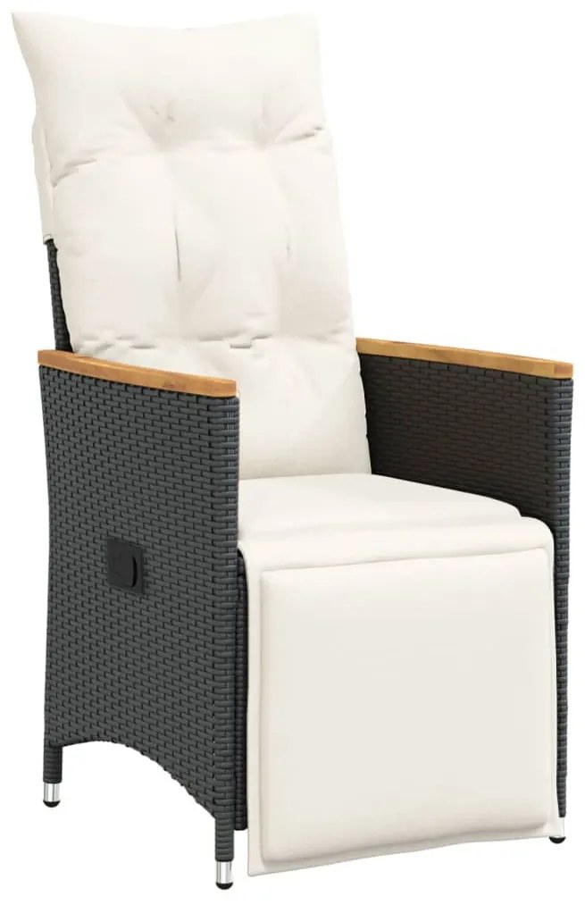 3 részes fekete polyrattan bisztrógarnitúra párnával