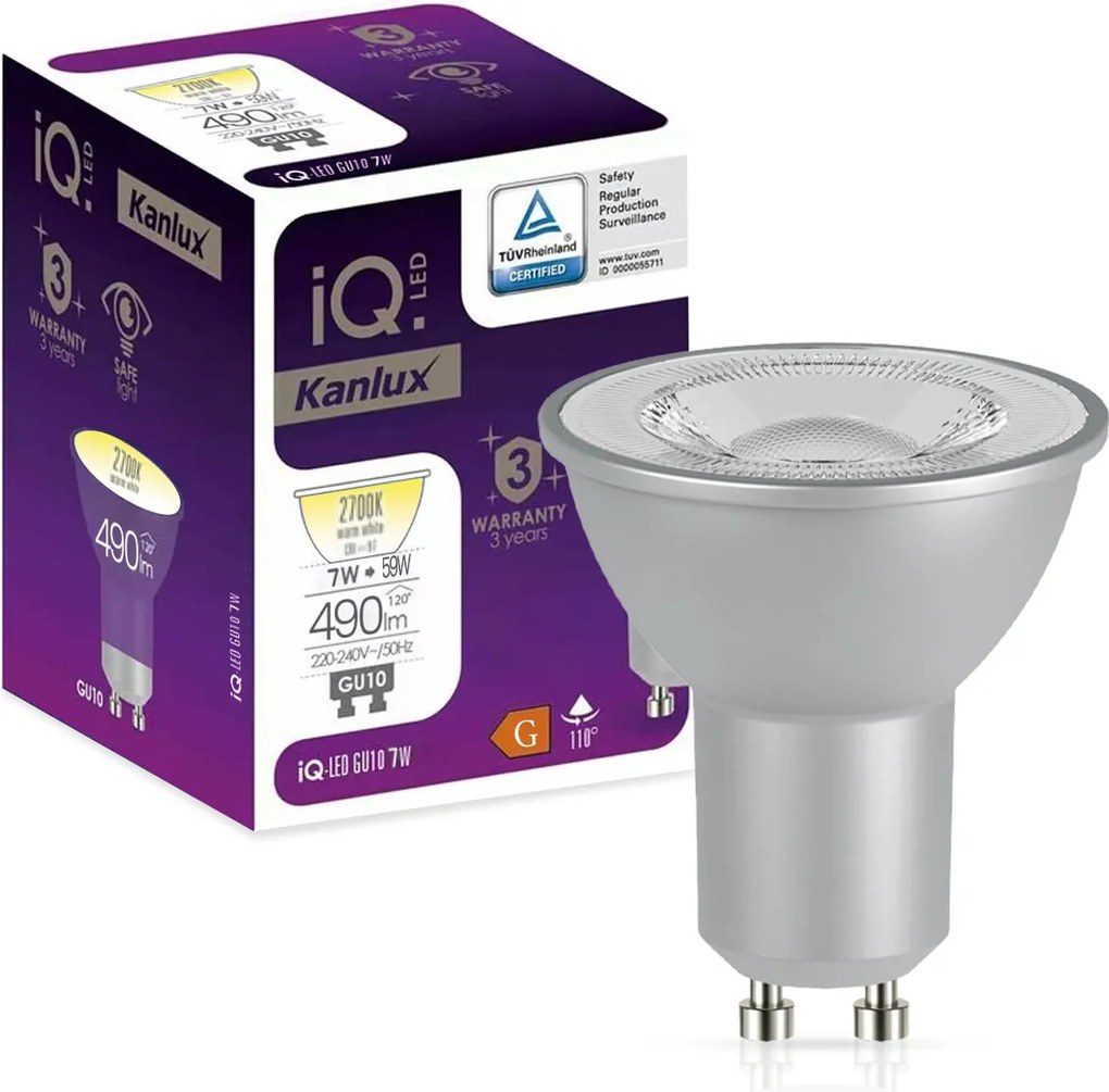 Led izzó Tompítható Spot reflektor 7W 2700K GU10 490 lm Kanlux