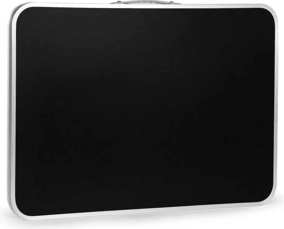 Kerti asztal, MultiGarden GMFC-FY8060, fekete, 80 x 60 cm, összecsukható, magasság: 70 cm, bőrönddé hajtható, hordfogantyúval, teherbírás: 30 kg
