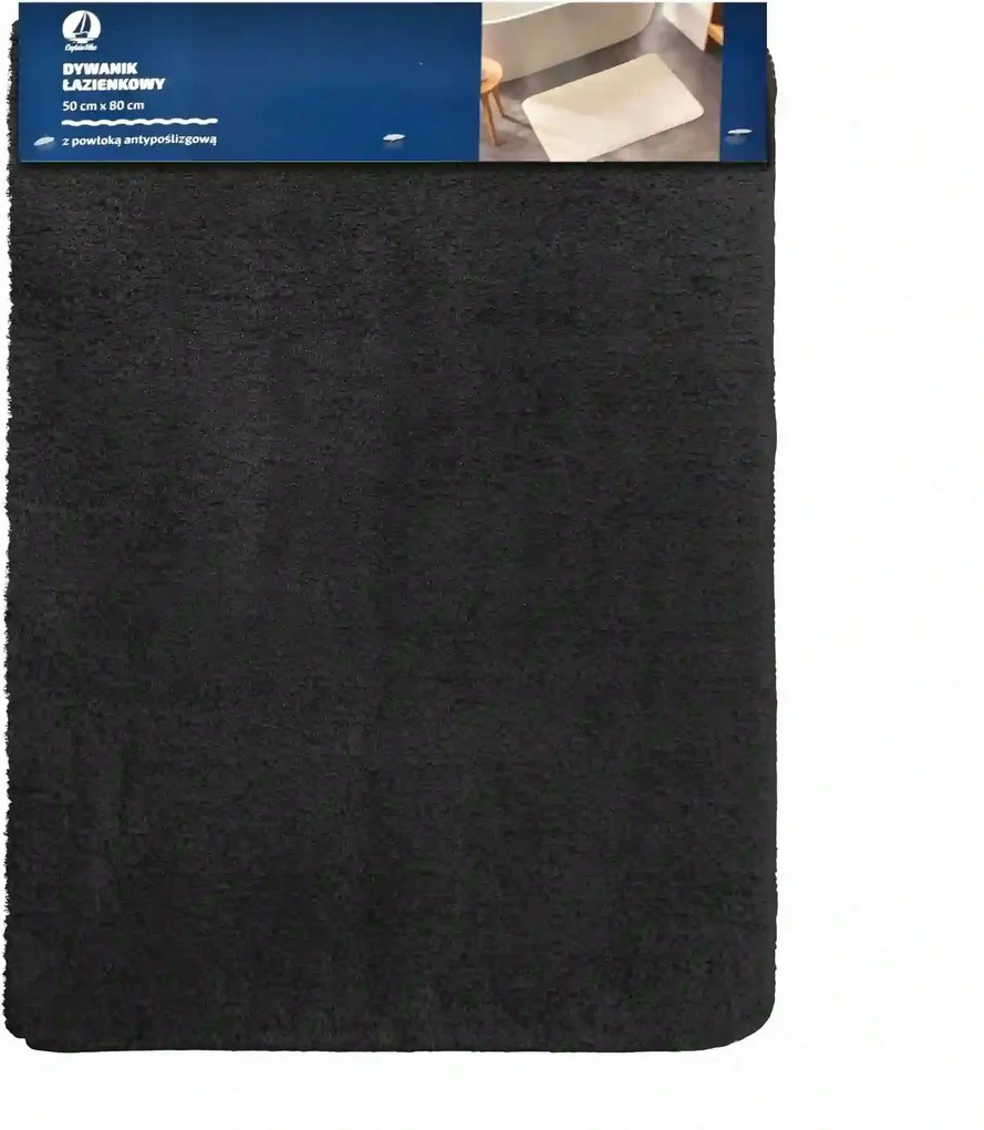 Fürdőszobaszőnyeg csúszásgátló bevonattal fekete 800 Gsm 50x80cm