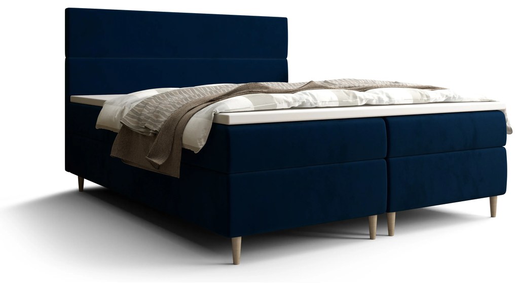 Franciaágy  Boxspring 140 cm Flu Comfort (sötétkék) (matraccal és tárolóhellyel). 1055914