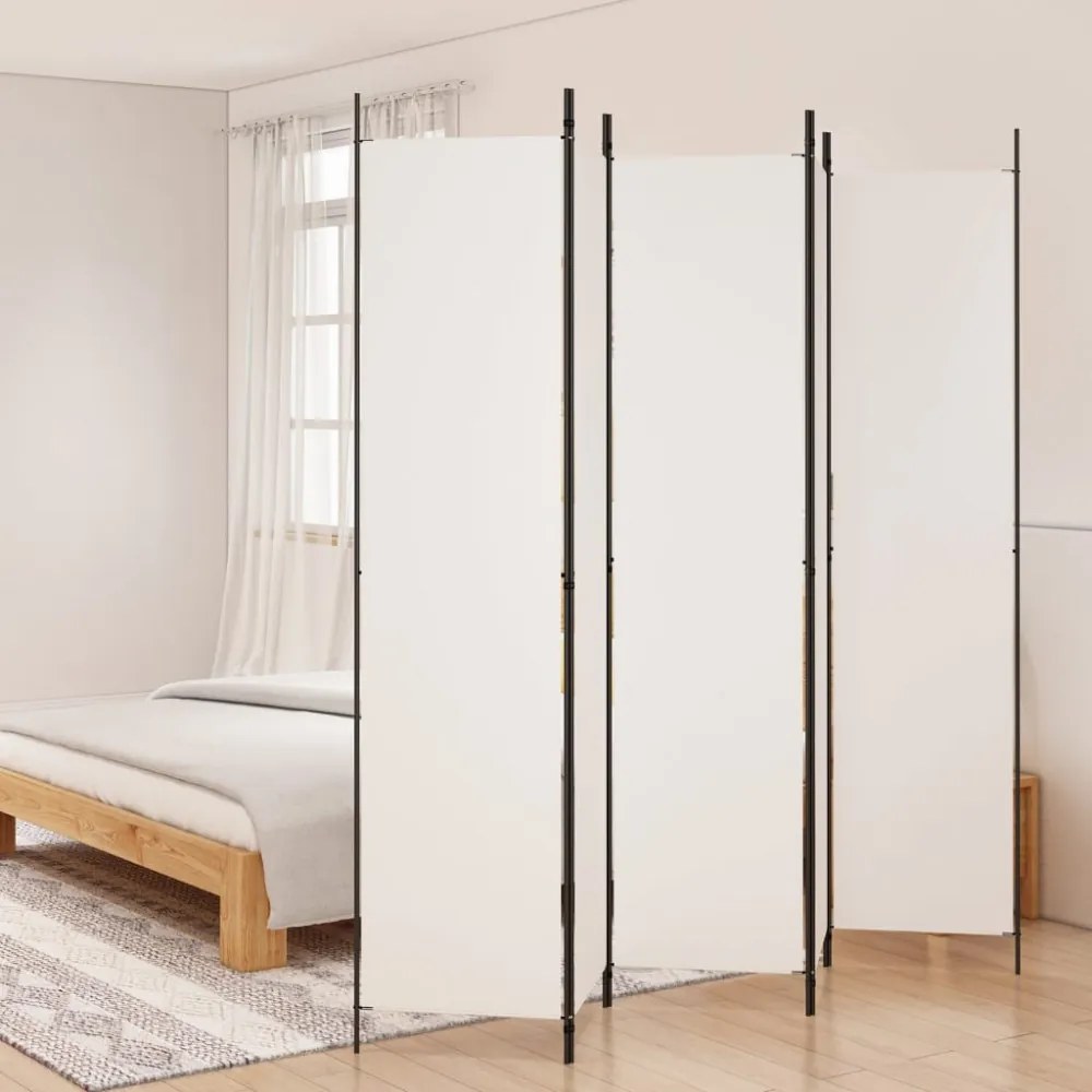 fehér 5 paneles paraván 250x220 cm szövet