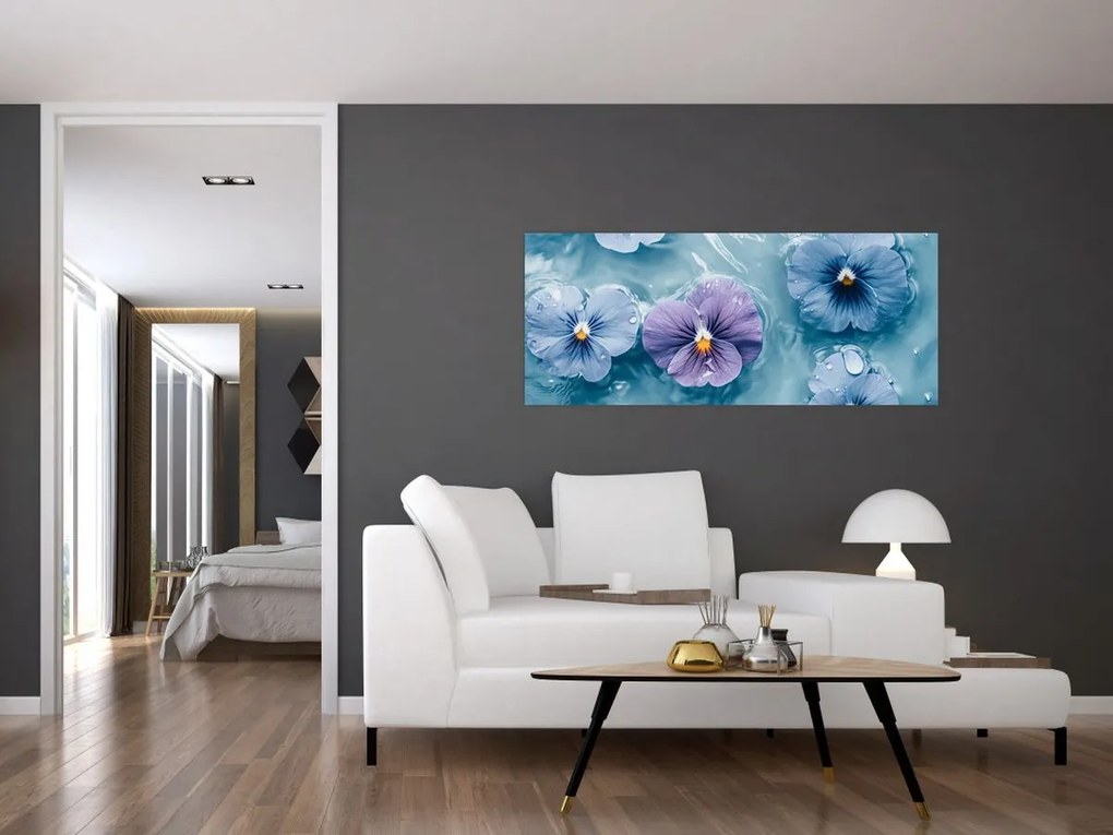 Kép - Ibolyák a vízben (120x50 cm)