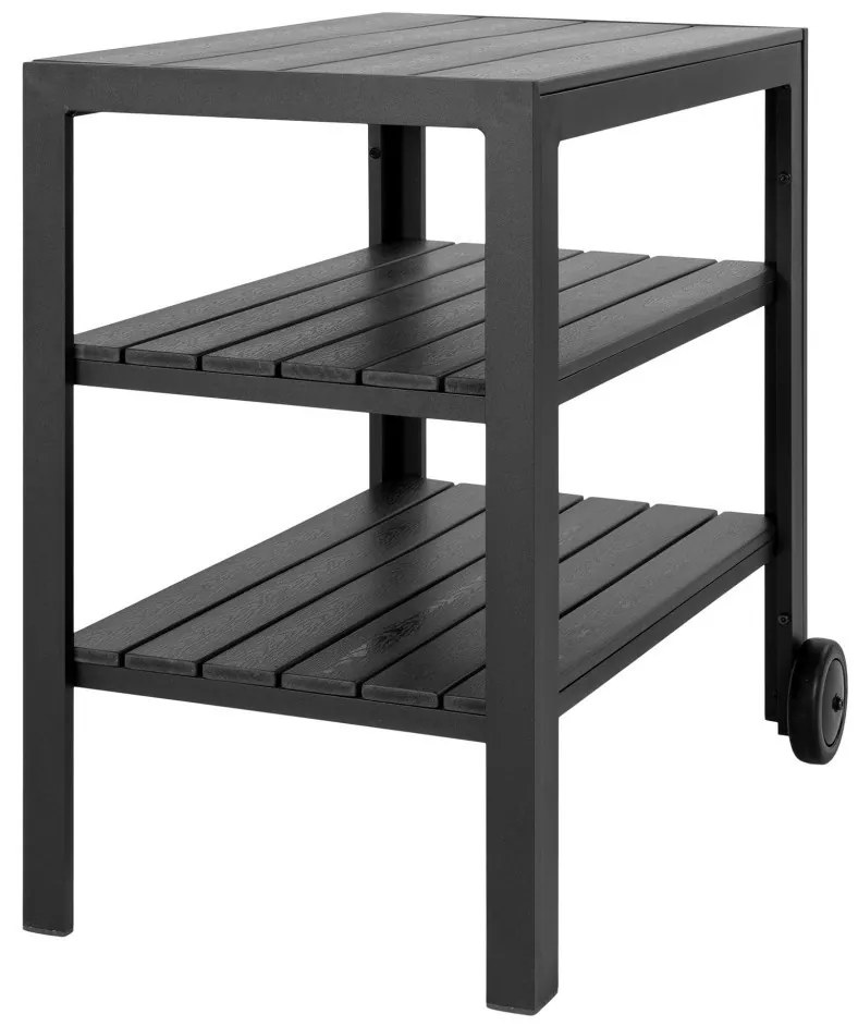 Taormina zsúrkocsi, aluminium-fahatású, fekete, 3 polc