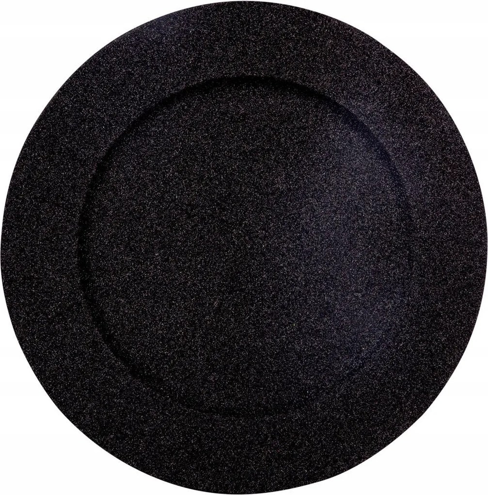 Kerek Tányér fekete Csillámos karácsonyi átm.33cm