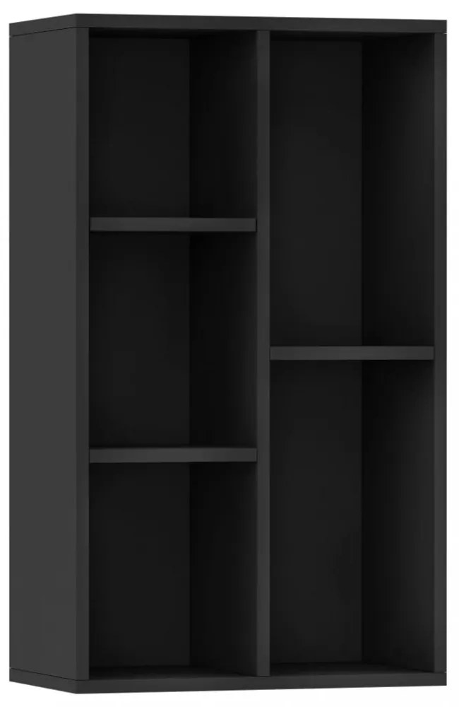 fekete szerelt fa könyv-/tálalószekrény 50 x 25 x 80 cm