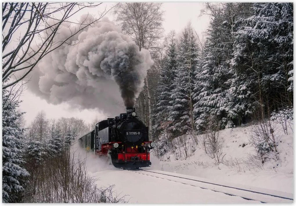 Fotótapéták 368x254 Mozdony téli tájkép