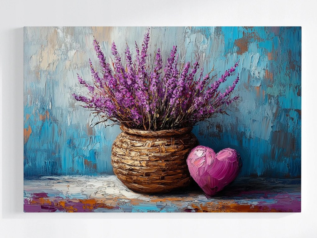 Poszter Dekoráció Kosár Virágok Hanga Szív 120x80