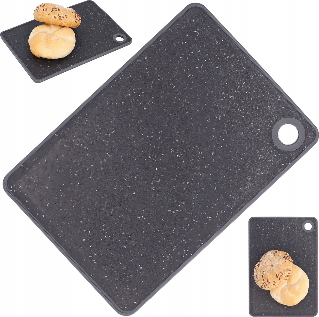 Vágódeszka 23x16 cm kicsi műanyag fekete konyhai szilárd