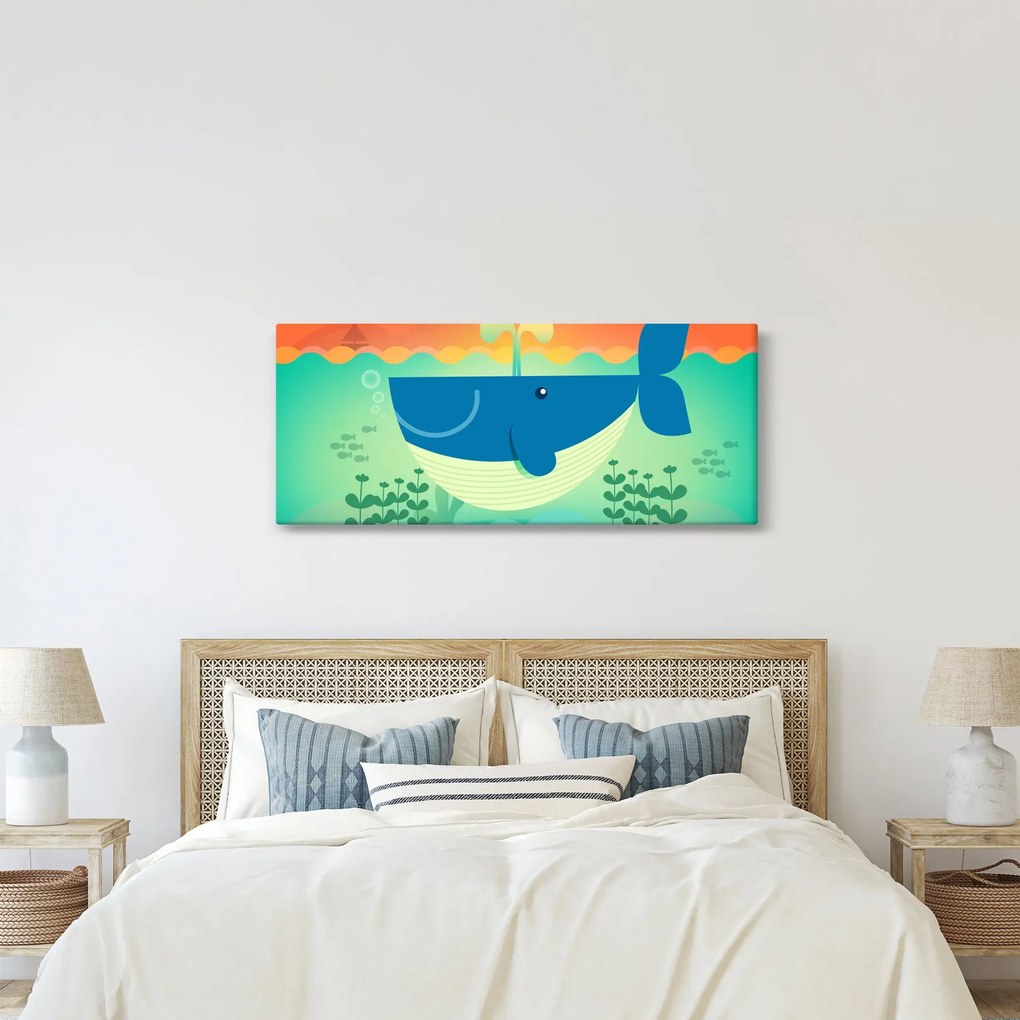 Kép - Vidám bálna a tengerben (120x50 cm)
