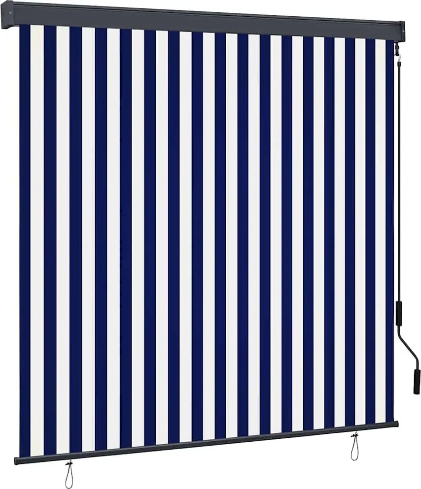 vidaXL Roletta Csíkos Kék és Fehér 180 x 250 cm Szövet és Alumínium